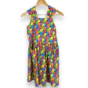 Handmade Dress Girl's‎ Balloon Print Birthday Tie Belt Sleeveless Colorful Child